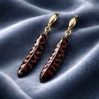 BROWN AND GOLD FEATHER EARRINGS