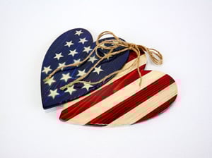 Image of Hearts with American Flag Strips and Stars Wall Decor, Patriotic Decor