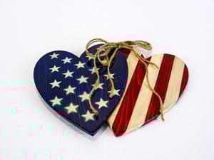 Image of Hearts with American Flag Strips and Stars Wall Decor, Patriotic Decor