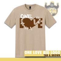 Image 1 of ONE LOVE BIG LOGO TEE ( TAN & BROWN )