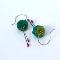 Image 4 of Hanging Flower earrings (darker jade green)