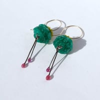 Image 2 of Hanging Flower earrings (darker jade green)