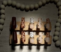 Image 1 of LONG SQUARE BROWN TUSCAN PATTERNED  ACRYLIC NAILS