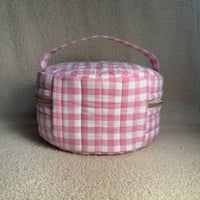 Image 2 of Round Makeup Bag – Handmade Zippered Storage Bin | Crafts & Travel 