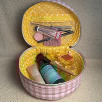 Image 3 of Round Makeup Bag – Handmade Zippered Storage Bin | Crafts & Travel 
