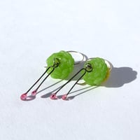 Image 3 of Hanging Flower earrings (leaf green)