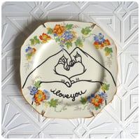 Image 1 of I Love You Hands - Hand Painted Vintage Plate