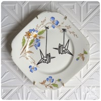 Image 1 of Origami Birds - Hand Painted Vintage Plate