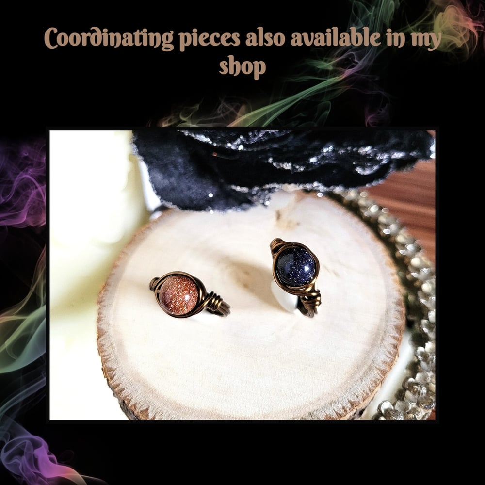 Image of Wire Wrapped Blue Goldstone Custom Gemstone Ring