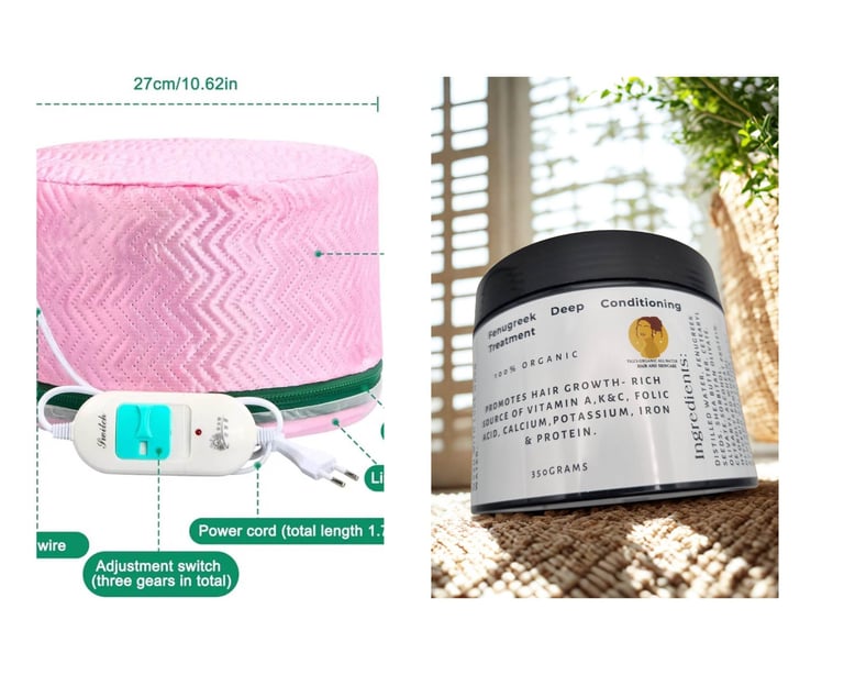 Hair Repair Duo -Hydrating Fenugreek Deep Conditioning Treatment and Steaming cap
