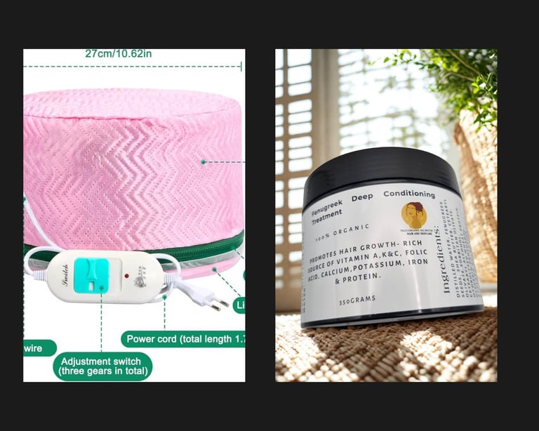 Hair Repair Duo -Hydrating Fenugreek Deep Conditioning Treatment and Steaming cap Image 2