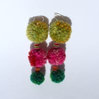 Image 1 of Pom Pom and Stripe earrings (3 points on a line)