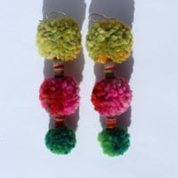 Image 2 of Pom Pom and Stripe earrings (3 points on a line)