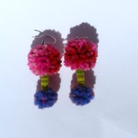 Image 1 of Pom Pom and Stripe earrings (2 points on a line)