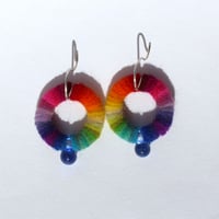 Image 1 of   Spectrum Hoop glass drop earrings 