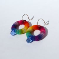 Image 2 of   Spectrum Hoop glass drop earrings 