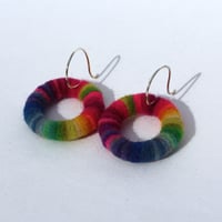 Image 2 of Spectrum pink hoop earrings