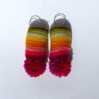 Image 2 of Pink Spectrum Gradient Pom Pom earrings