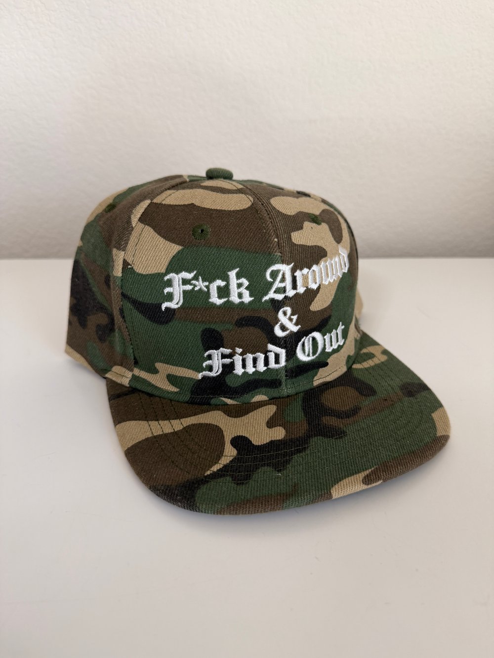 Image of F*ck Around & Find Out SnapBack camo hat 