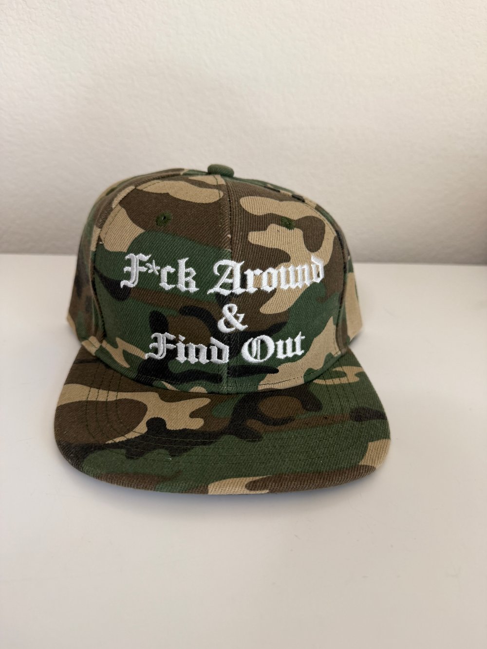 Image of F*ck Around & Find Out SnapBack camo hat 