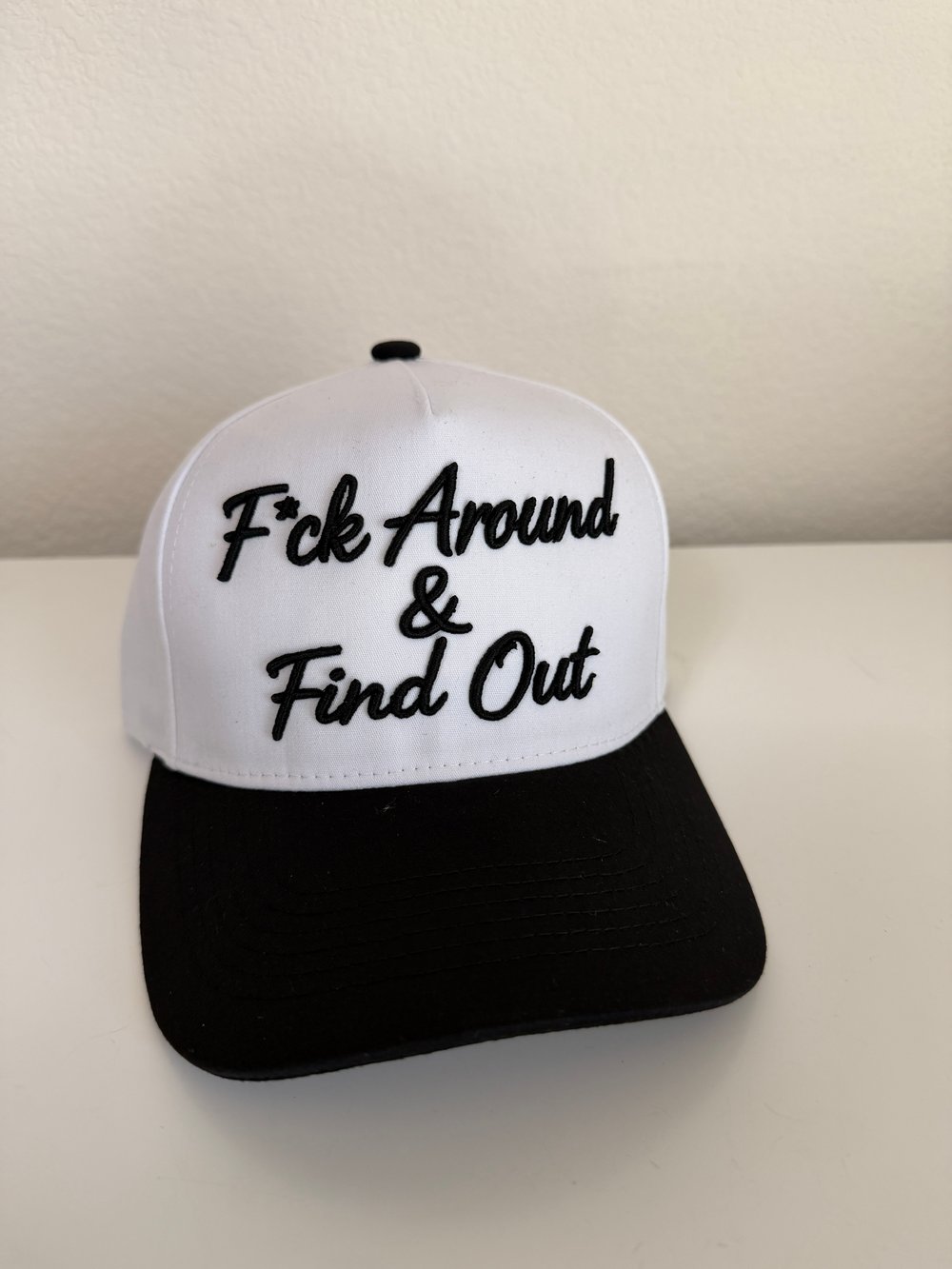 Image of F*ck Around & Find Out Custom SnapBack white curve hat