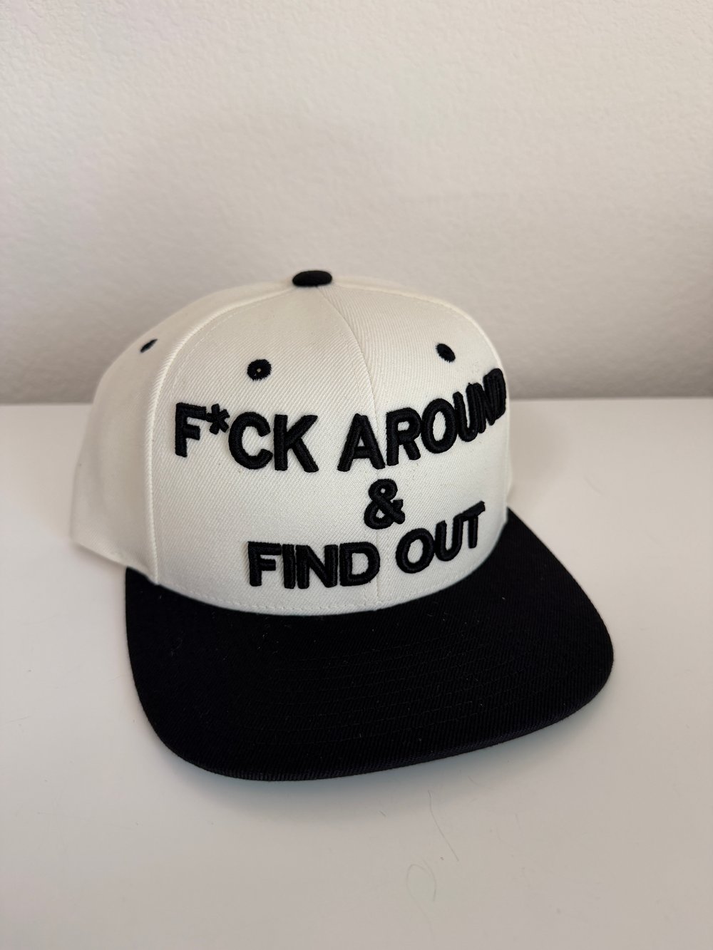 Image of  F*ck Around & Find Out Snapback  Wht/Blk