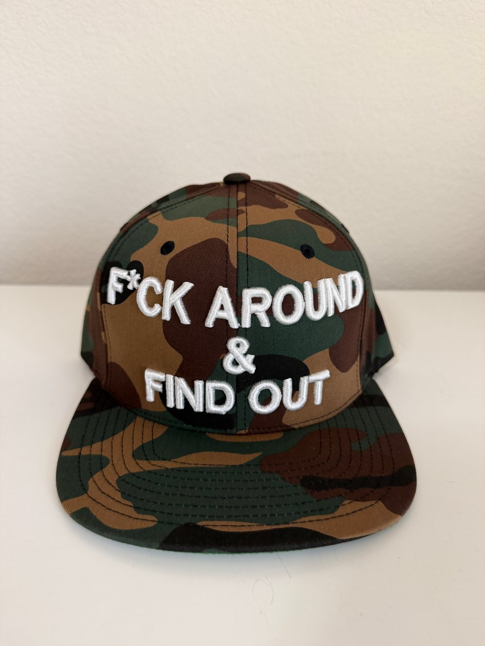 Image of  F*ck Around & Find Out Snapback Camo hat 