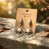 SILVER DANGLE WITH WIRE WRAPPED PEARL DANGLE