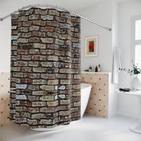 Image 1 of BRICK  SHOWER CURTAINS OR BATH MAT. BUY THE SET AND SAVE