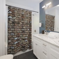 Image 3 of BRICK  SHOWER CURTAINS OR BATH MAT. BUY THE SET AND SAVE