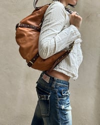 Image 1 of BURNT ORANGE LEATHER CHAIN BAG