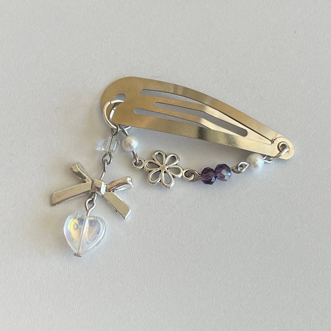 purple heart hair clip