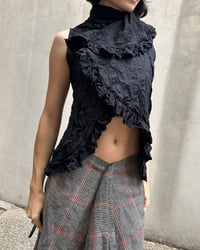 Image 1 of BLACK FRILLY WRAP TOP