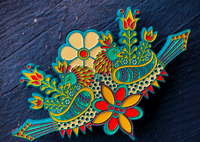 Original Teal Plated  Distelfink Brooch