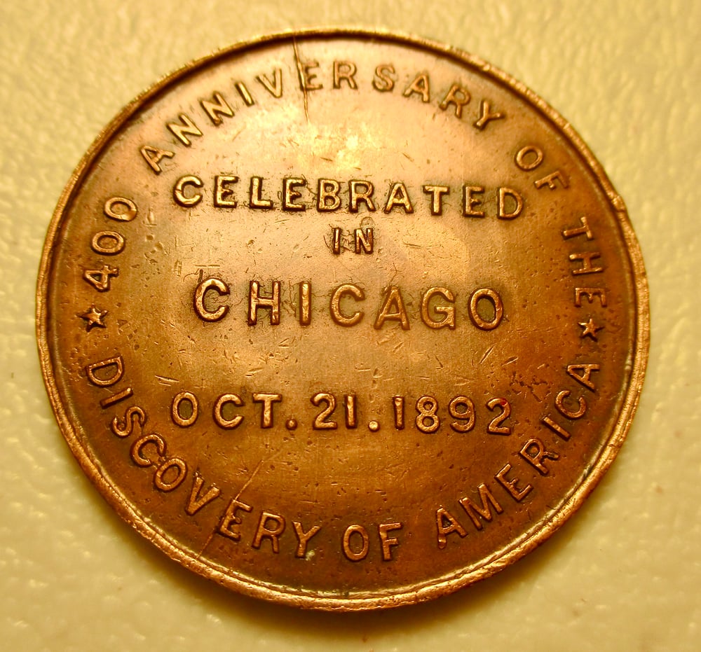VERY INTERESTING PORTRAIT OF COLUMBUS ON THIS BRONZE MEDAL (ALSO FOUND IN WHITE METAL)