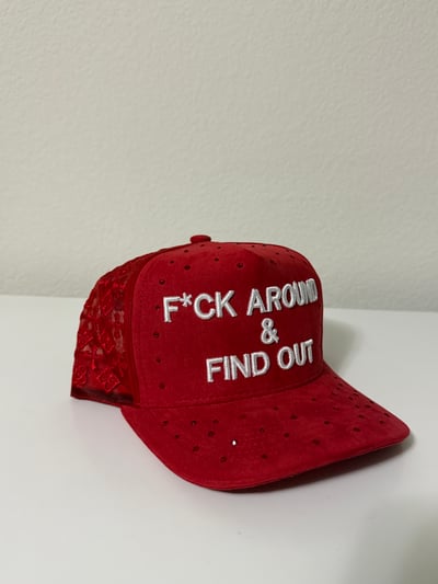 Image of F*ck Around & Find Out Custom Gem Snapback red