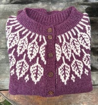 Image 3 of “Arboreal” cardigan - Plum heather - Ready to ship