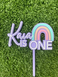 Image 3 of Personalised Rainbow Birthday Acrylic Cake Topper