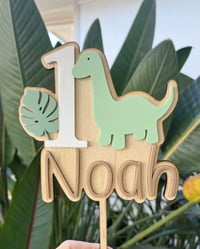 Image 1 of Dinosaur Acrylic and Wood Cake Topper
