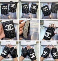 Luxury lambskin CC fingerless gloves