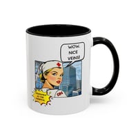 Image 1 of Mug, Retro Vintage Nurse Coffee Cup, Lichtenstein Style, RN Gift, Medical Office Decor, Veins Print 