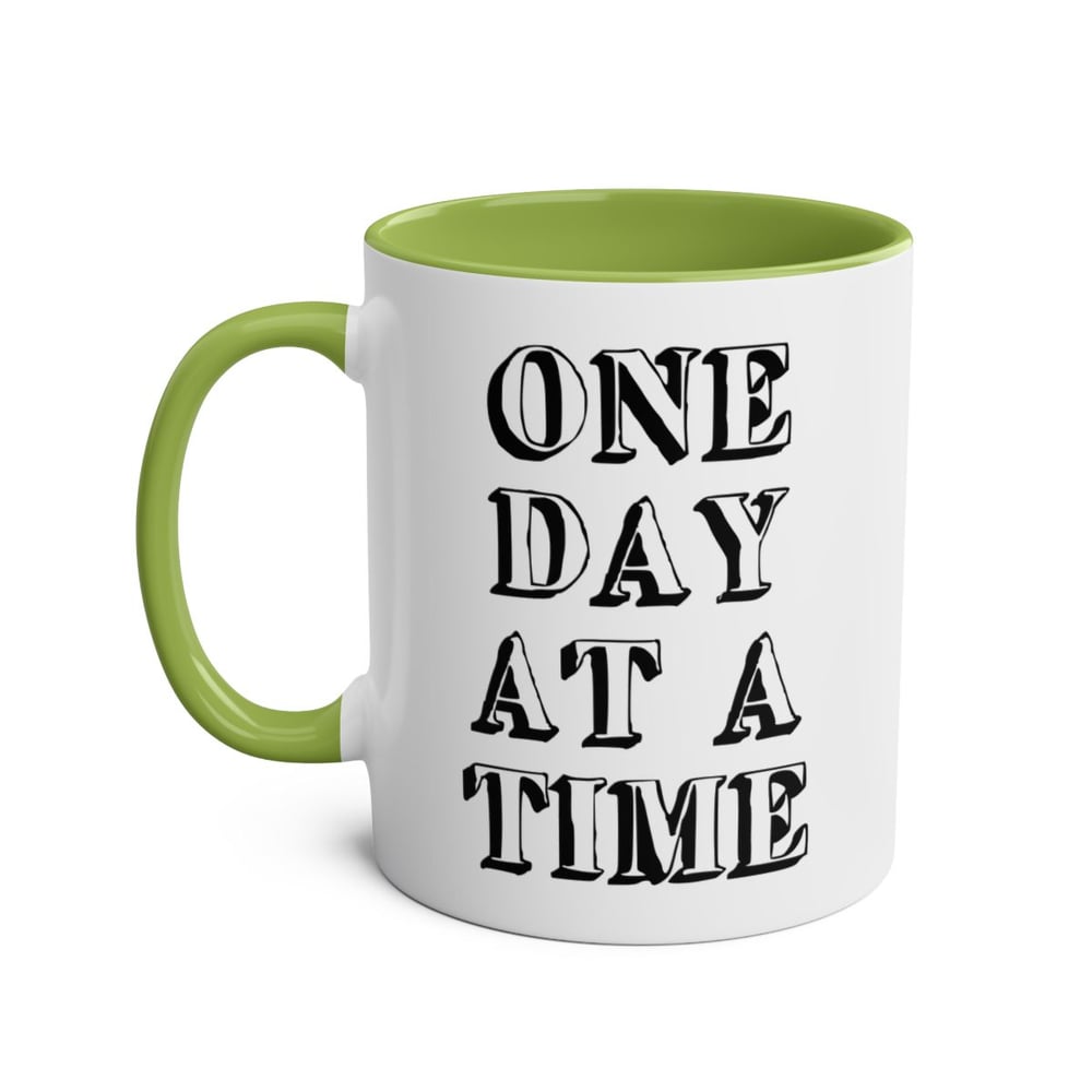Image of One day at a time coffee mug office gift 