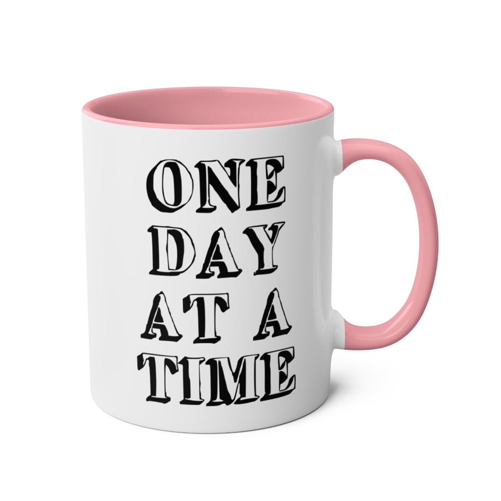 Image of One day at a time coffee mug office gift 