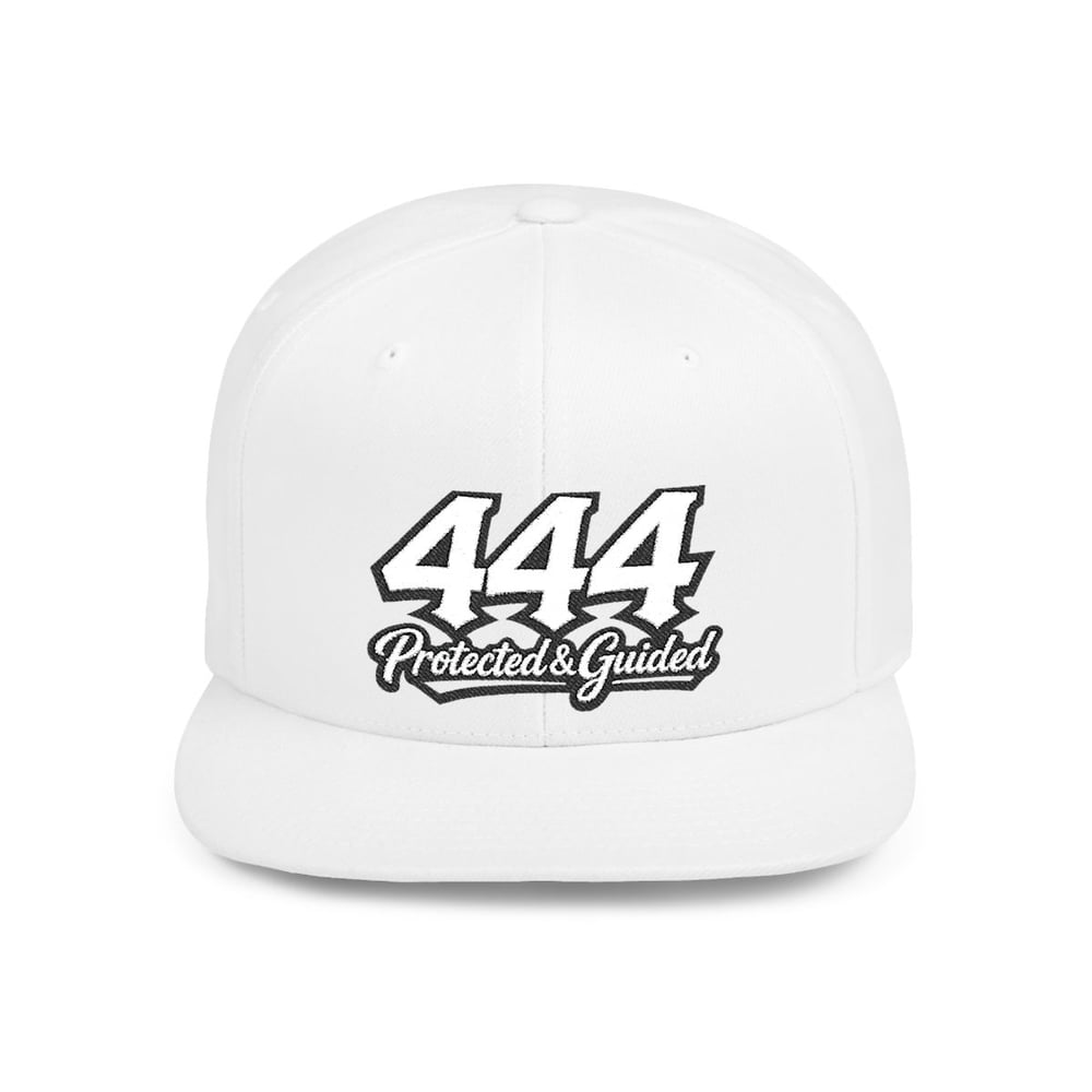 Image of 444 Protected & Guided Snapback Hat — White Flat-Bill Baseball Cap