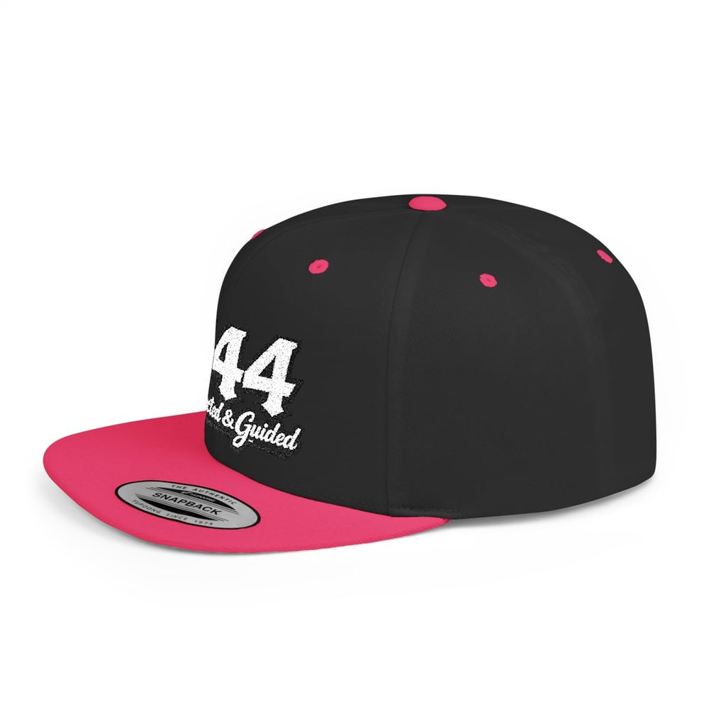 Image of 444 Protected & Guided Snapback Hat — White Flat-Bill Baseball Cap