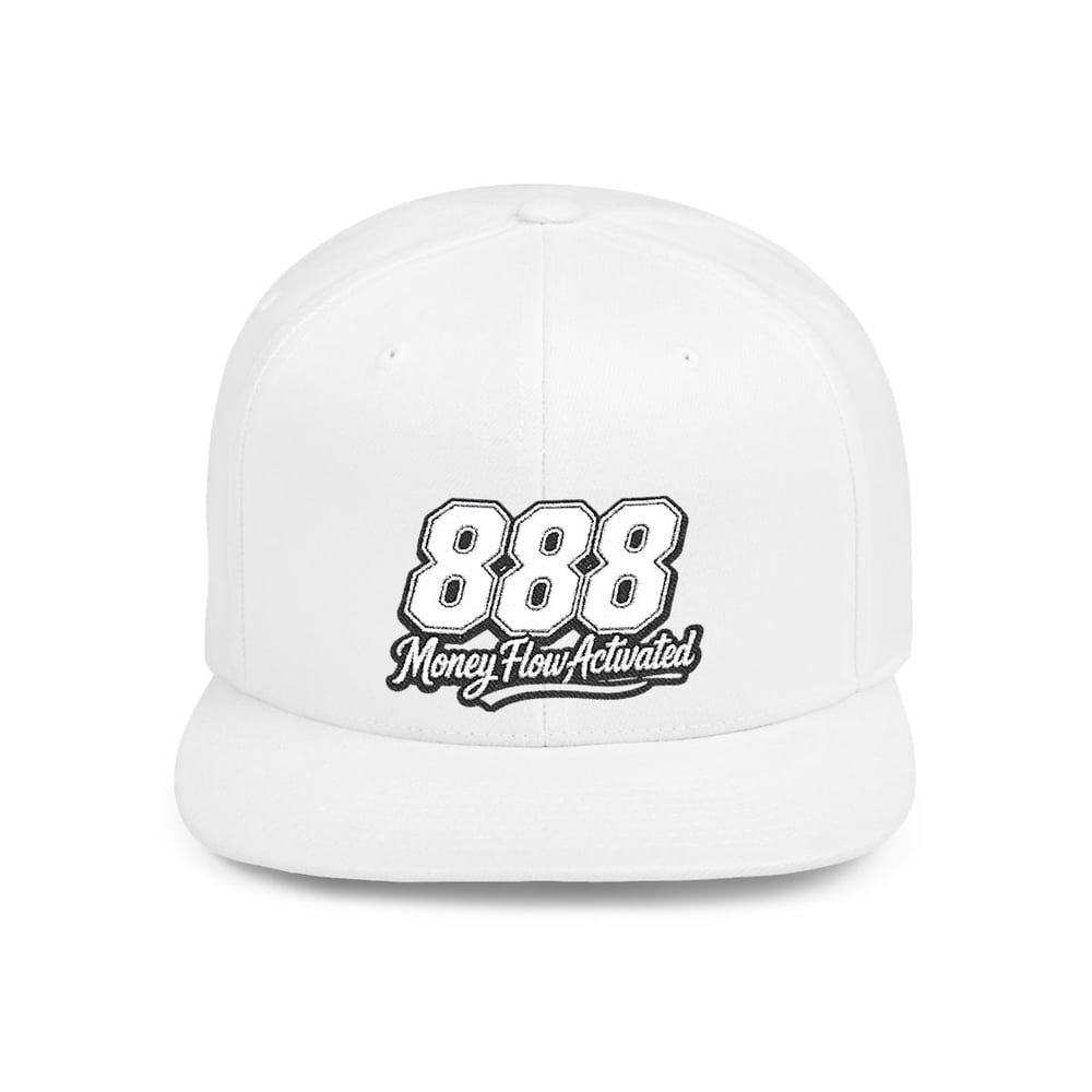 Image of Snapback Hat — '888 Money Never Sleeps' Embroidered Flat Bill Cap