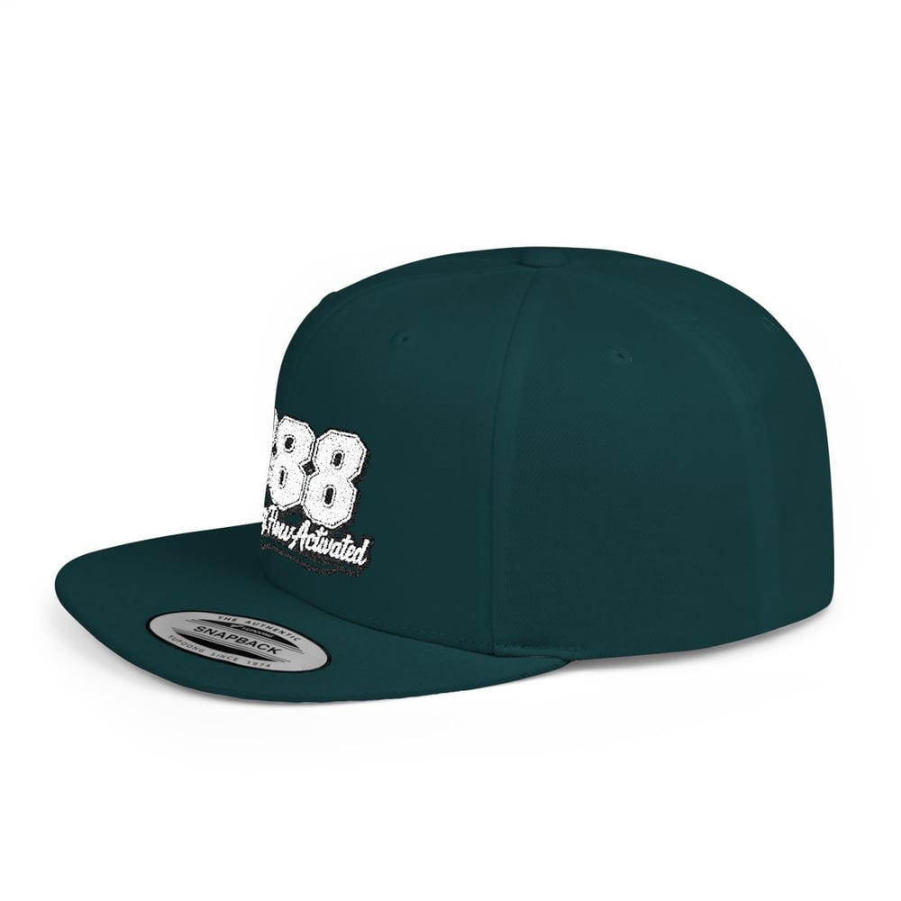 Image of Snapback Hat — '888 Money Never Sleeps' Embroidered Flat Bill Cap