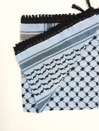 Image 5 of Light Blue & Black Tassel Keffiyeh (Made in Jordan)
