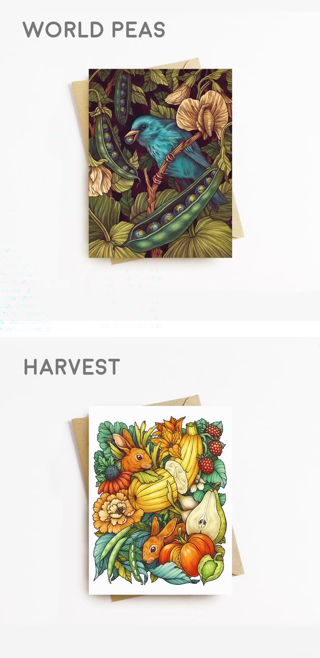 Greeting Cards - Astral Bat,Spring, World Peas, Harvest, Onward Ever Upward, Baby it's Toad Ou