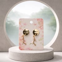 GOLD STUD LEAF DROP EARRINGS WITH CZ STONES